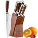 Produktbild ROMEKER Messerblock Messerset Küchenmesser Kochmesser Set Brotmesser Tranchiermesser Universalmesser Schälmesser Extra Scharf Edelstahl mit Holzblock, 9-20cm Klingenlänge,6-Teilig