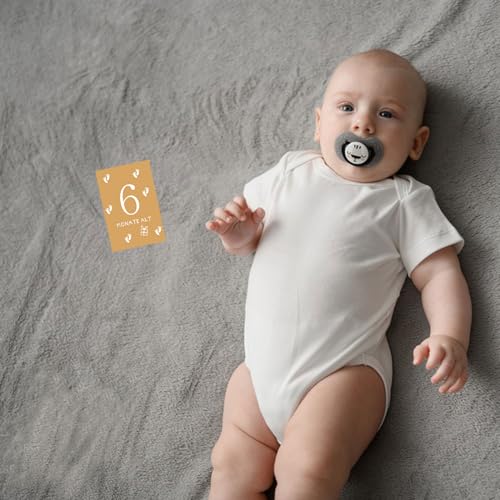 muahmuah Meilensteinkarten Baby – 12 Karten im Boho Stil, Geschenk zur Geburt & Babyparty für Jungen & Mädchen, Neugeborenen Meilenstein Karten Set