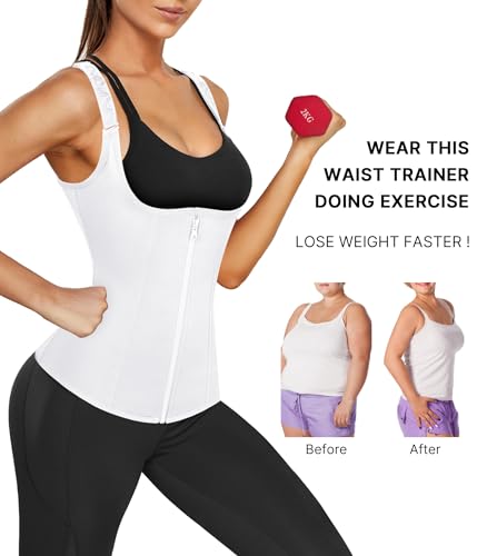 Image of Nebility Waist Trainer for Women Corset Shapewear with Zipper Women's Waist Cincher Tank Top with Adjustable Straps