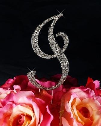 Unik OccasionsSparkling Collection Crystal Rhinestone Monogram Cake Topper - Letter I, X-Large, Silver