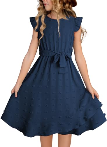 blibean Tween Girls Summer Dresses Girl Short Sleeve Boho Swiss