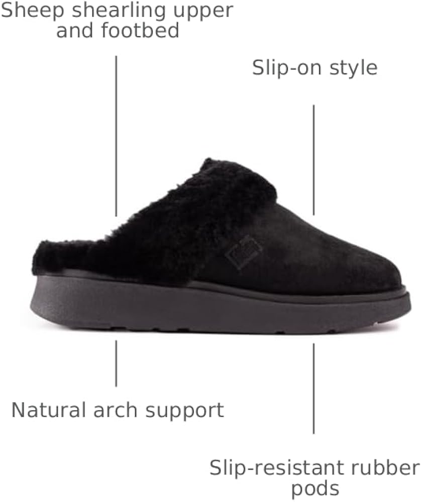 Amazon.com | FitFlop Gen-Ff Shearling-Collar Suede Slippers, Color