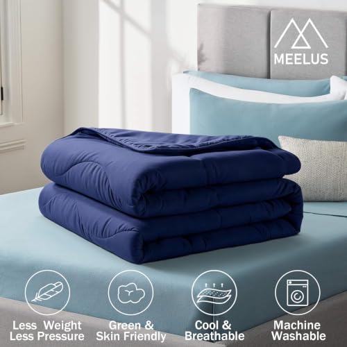 Image of MEELUS Lightweight Comforter Cooling Navy Blue, All Season Duvet Insert