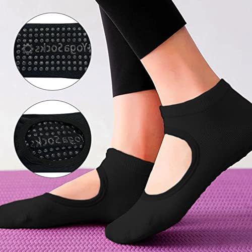 NITAIUN 4 Pairs Yoga Socks, Anti Slip Socks for Women, Full Toe Ankle Fall Prevention Grip Socks for Yoga Pilates Ballet Fitness Workout Fitness Dance Barre