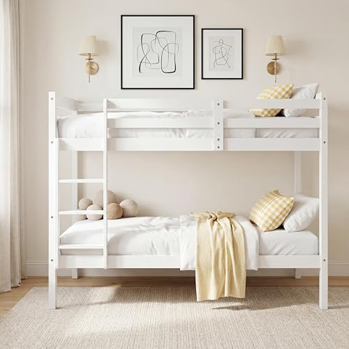 Image of Panana 3FT Single Bunk Bed White Solid Pine Wood Bunky Bed for Kids