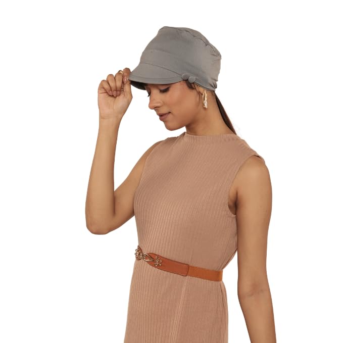 Bamboo Viscose Solid Visor Cap with Side Button for Women Chemo Headwear-image-15
