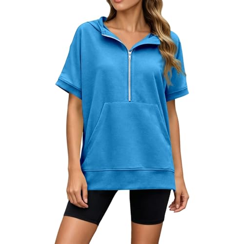 T-shirt à capuche homme manches courtes respirant avec poche zippée pour le sport et la ville