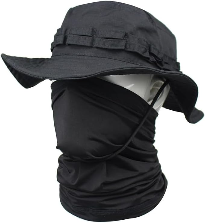 Outdoor Sports Shooting Hiking Fishing Tactical Camouflage Fisherman Boonie Hat Neckerchief Set