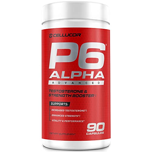 Cellucor P6 ALPHA Advanced Testosterone and Strength Booster for Men - Boost Muscle Growth & Strength | Natural Test Booster w/ TESTFACTOR, Ginseng, elevATP, DIM, SenActiv & Fenugreek - 90 Veggie Caps