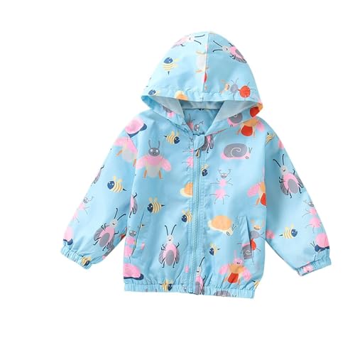 Chaqueta cortavientos infantil con capucha y cremallera, impermeable y ligera para niños de 2 a 5 años, estampado moderno y suave forro interior, ideal para primavera y otoño (Sky Blue, 4-5 Years)