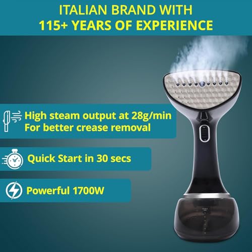 Image of Balzano Garment Steamer 1700W for Clothes | Portable Handheld Steamer Iron | 360ml Tank, 30s Heat-Up, 28g Continuous Steam (Black)