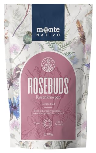 Rose Tea Monte Nativo (100g) - Rose Buds - Dried Roses - For Drinks, Beauty, Soap, Sachets - Aromatic and 100% Pure and Natural Loose Leaf Tea Without Additives - As a healthy, refreshing infusion