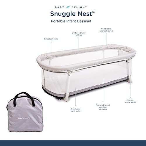 Baby Delight Snuggle Nest Bassinet | Portable Baby Bed | For Infants 0 – 5 Months | Driftwood Grey #TOP1