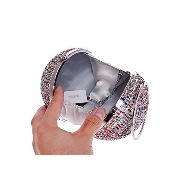 Tngan Ball Shape Clutch Purse Party Handbag Rhinestone Ring Handle Evening Bag - Image 6