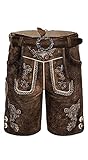 020133.134 Nübler Trachten Kinderlederhose Adam, Stickerei, echtes Leder, Hosenträger in H-Form Braun Gr. 116