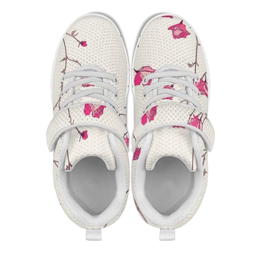 Black Tennis Gym Shoes with Hook and Loops Safe Walking Bowling Shoes Lace Up Flexible Girls Kids White Sneakers3