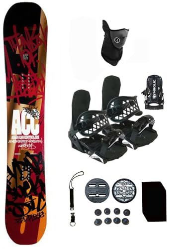 Symbolic Acc Graffiti Snowboard and Black Bindings Package Leash, Stomp, Mask Mens Womens (153-Rocker+Lrg Binding(Men 9-13) ac07)