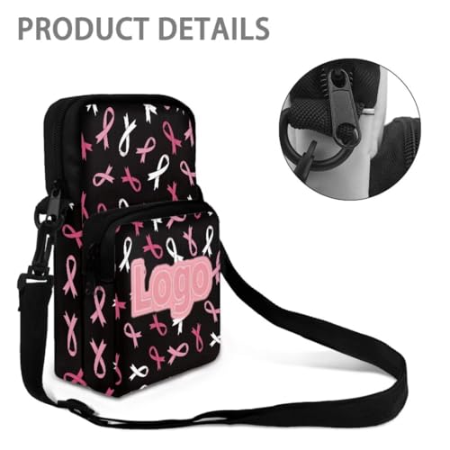 Image of Crossbody Bag for Women Sling Purse Pink Ribbon Cell Phone Holder with Straps