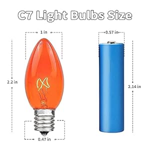 25 Pack C7 Replacement Bulbs, 5W Orange Light Bulbs, Halloween Christmas Light Bulbs for Outdoor String Lights Patio Wedding Decor, E12 Candelabra Base, Incandescent Night Lights 25 Pack C7 Replacement Bulbs 5W Orange Light Bulbs Halloween Christmas Light Bulbs for Outdoor String Lights Patio Wedding Decor E12 Candelabra Base Incandescent Night Lights