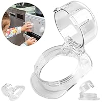 Herdsicherung Drehknöpfe, 2 Pack, in Transparent, für Bedienknöpfe mit max. Ø 47 x 37 mm, min. 57 mm Knopf Abstand, Herdknöpfe Babysicherung, Herdschutz Bedienknopf Kinder, Baby Ofenknopf Sicherung