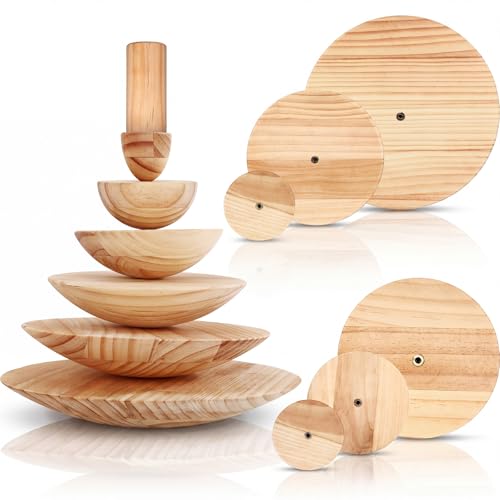 DoubleFill 6 Pack Pottery Molds 2'' 4'' 6'' 8'' 10'' 12'' Thickness 2'' Plaster Molds Wood Pottery Tools with Handle for Ceramic Top Forms DIY Bowls Plate Dish Slump Press Art Making (Hemispherical)