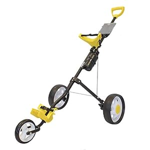 Pro Rider Carrito de Golf 3 Ruedas con Empuje Manual de 3 Ruedas (Negro y Amarillo)