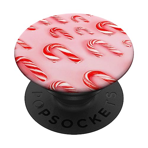 Candy Cane Pop Socket for Women Girls PopSocket Christmas PopSockets Swappable PopGrip, Black