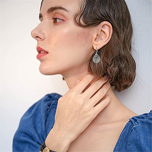 ANDPAI Handmade Lightweight 925 Sterling Silver Dandelion Dangle Drop Earrings for Women Teen Girls Water Drop Vintage Silver Flower Mountain Tree Dangle Earrings Jewelry Gifts for Mom Lover 5