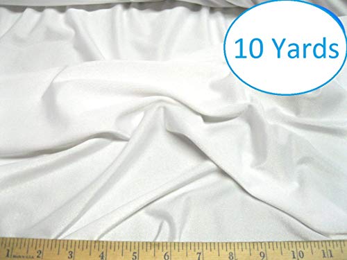 Premium 4-Way Stretch White Spandex Polyester Fabric - 10 Yards Continuous, 60-Inch Wide for Ultimate Comfort and Versatility