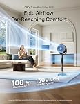 DREO Eventail intelligent pour chambre, Eventails debout pour la maison, 120°+150° Eventaillateur de piédestal oscillant Wi-Fi / Contrôle de la voix, 100ft 20db Circulateur silencieux RGB Éventail, DC Moteur, 6 Modes, 12 Vitesses, hauteur réglable de 37-42''