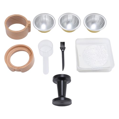 Kit de Recarga de Cápsula café Fille Aluminio Auto Adhesivo Madera Madera en Polvo Presionado para el café, Filtros Reutilizables