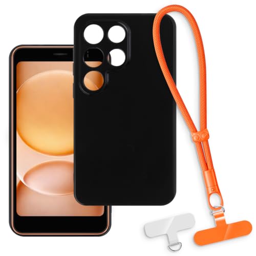 Blackview Wave 2C�ƌ݊��������� �P�[�X�����X�g�X�g���b�v - �u���b�N+�I�����W | 5" 2-in-1 �ی�d�b�J�o�[�A���O���\�ȃ������[�h�ƃA�^�b�`�����g�t���A����~�߁E�����h�~���X�g���b�g