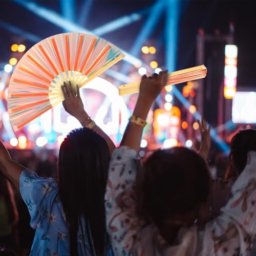 Image of Maitys Large Rave Fan Folding Handheld Fans 13'' Clap Fans for Line Dancing Clack Fan Holographic Festival Accessory for Martial Art Gift Performance, Includes 2 Pouch