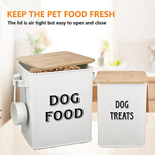 Dog Food Storage Container Farmhouse Pet Food Treats Bin with Lid and Scoop, Perfect Sturdy Canister Tins for Kitchen Countertop, Shelf, Great Gift for Pet Owners - Dog Food