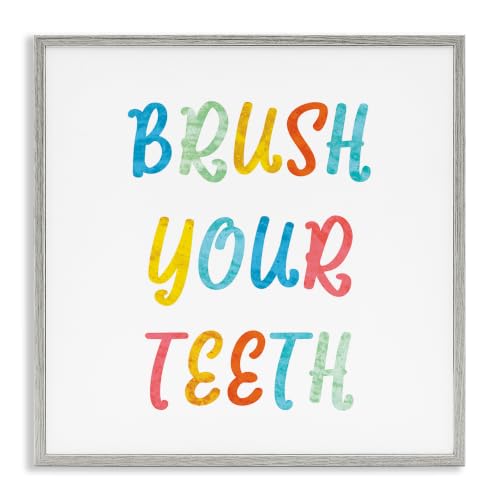 Dental Hygiene Kids Typography, 12 x 12 Inch Framed Giclée Print