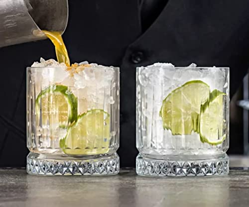 Image of Whiskey Glass Transparent, 310 ML, Whisky Glass, Diamond Design Bar Glass for Drinking Bourbon, Whisky, Scotch, Cocktails, Cognac - Old Fashioned Cocktail Tumblers Set of 6 (a p.$., 6)