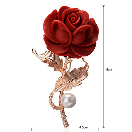 Star Jewelry Gold Plated Red Rose Brooches And Pins Lover Valentine's Day Gifts #TOP1