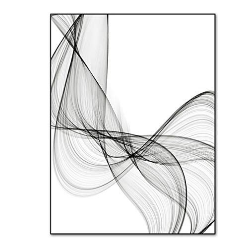 Noir et blanc abstrait lignes ondulées triptyque géométrique - 4