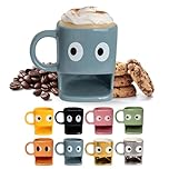 Fisura - Original Coffee Mugs with Biscuit Compartment, Blue Ceramic Tea Mug with Stylish Design, Cappuccino Coffee Caps, Latte, hot Chocolate caps, Capacity 240ml