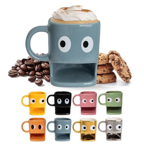 Fisura – Tasse originale à offrir “yeux”. Tasse avec support à biscuits bleu. Tasse en...