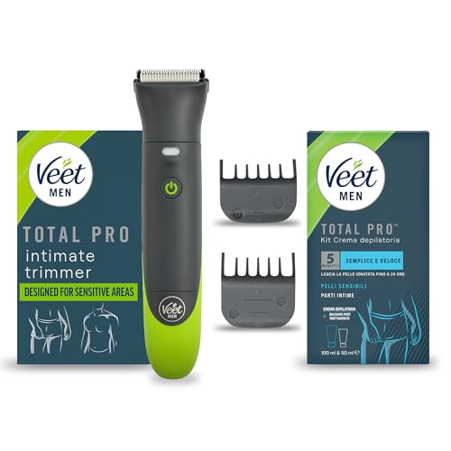 Veet Men Intimate Trimmer TOTAL PROTM, Rasoio elettrico uomo corpo