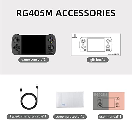 RG405M Retro Handheld Game Console 4 Inch IPS Touch Screen Android 12 CNC Aluminum Alloy Unisoc Tiger T618 Portable Video Player 128G 3172 Games Support OTA Update (DXR-RG405M-Black)