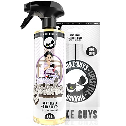 Nuke Guys Car Scent - Auto Duft Spray - 500ml Sweet Geisha Autoparfüm mit Sprühkopf - Praktischer Lufterfrischer für den Innenraum, angenehmer Autoduft + Anhänger