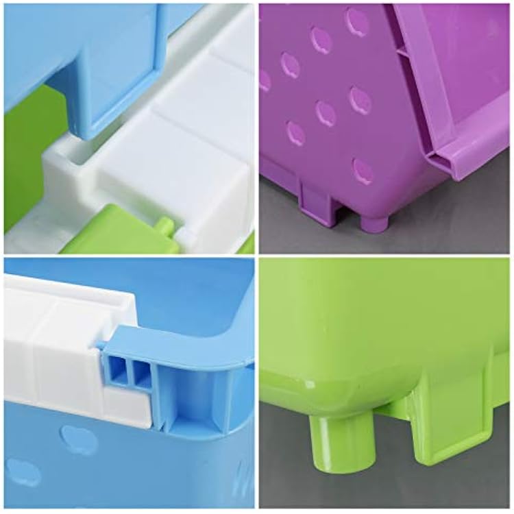 4-Pack Plastic Stackable Storage Baskets, Colored Stacking Bin