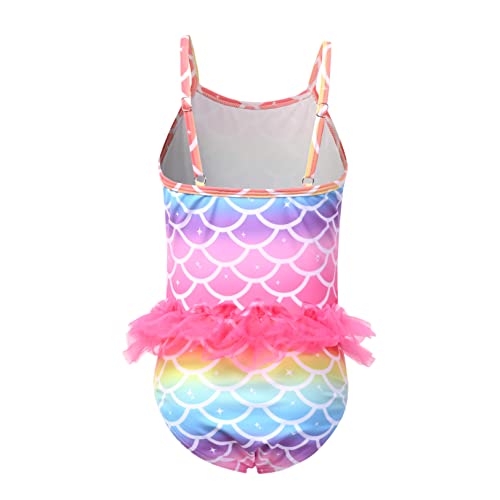 Little Girls Rainbow Mermaid Swimsuits One Piece Bathing Suits Kids Beach Swimear,4T 5T #TOP1