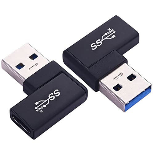 Leehitech USB Adapter 90 Grad USB3.0 A Stecker auf USB C Buchse Adapter USB3.1 Gen2 10Gbps Super Speed OTG Adapter mit MacBook Pro, MacBook Air 2022, Huawei, Galaxy,iPhone, iPad Pro [2 Stück] Cover