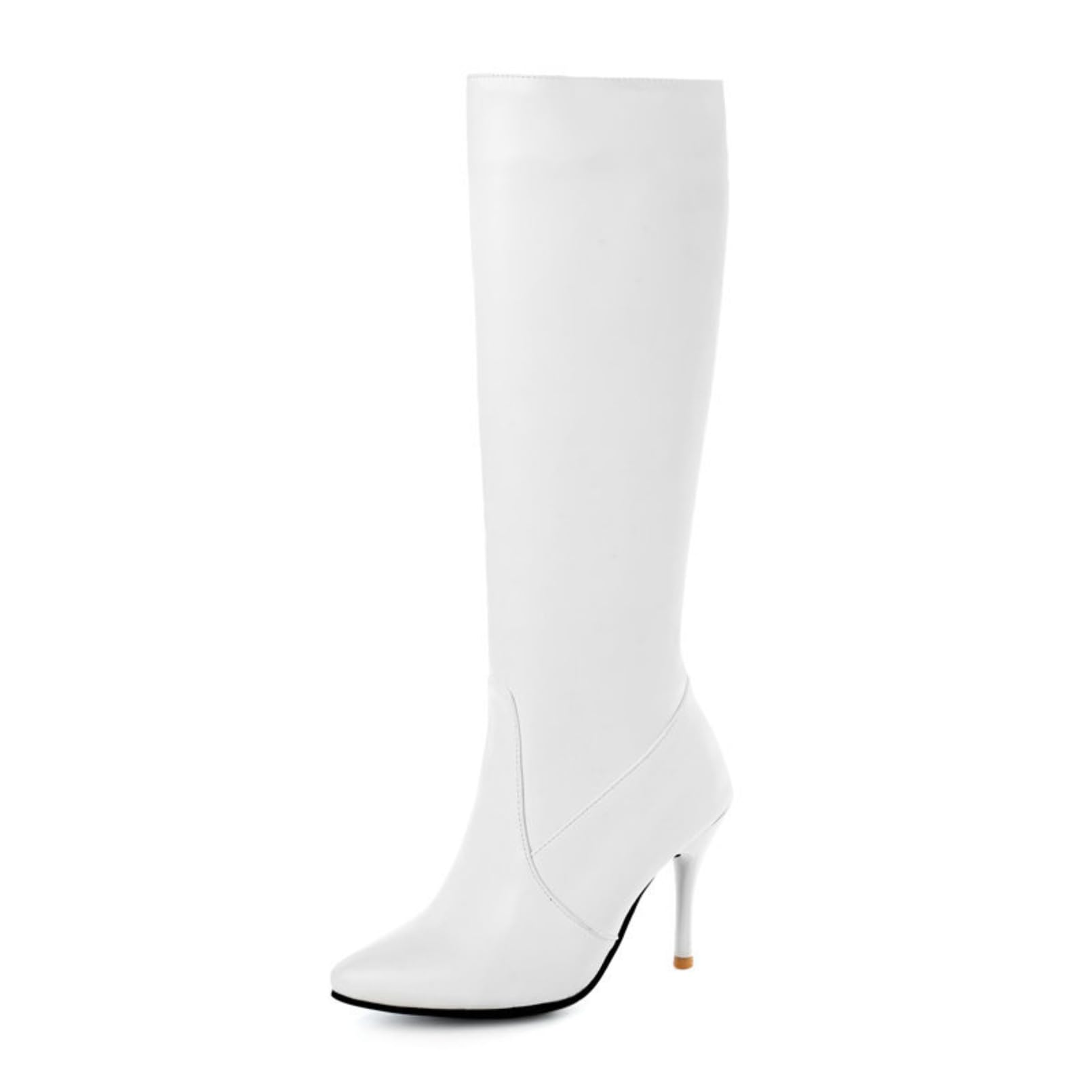Mujer Botas Altas De Cuero con Punta Tacón Stiletto Cómodo Cremallera Lateral Panel Elástico Botas De Invierno Ligeras Botas De Montar Botines De Media Pantorrilla