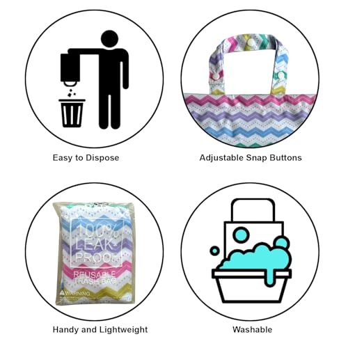 Image of Cute Hanging Car Trash Garbage Bag 100% Leakproof Waterproof Multipurpose for Car Back Front Seat Console with Hanging Strap (Colorful Ripple)