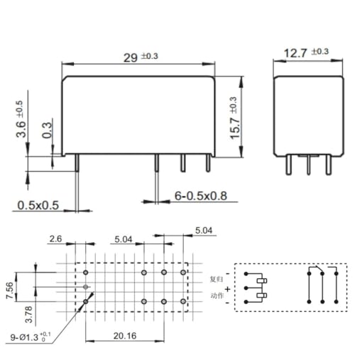 Relais électromécanique bistable RT31LF12 12VDC pour commutation 16A