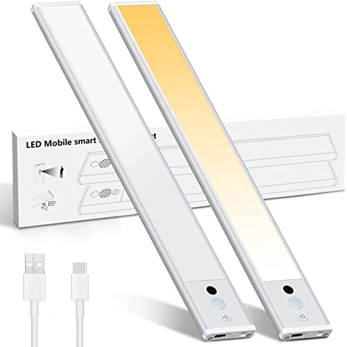 Pinci Under Counter Lights,Rechargeable Motion Sensor Cabinet Light,Wireless Magnetic Kitchen Night Lights,126 Led Battery Powered Operated Light For Hallway,Closets,Wardrobe,Cabinet(2Pack) #TOP2
